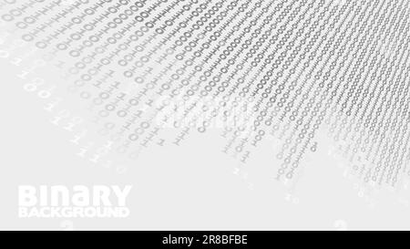 Digital stream. Gray perspective binary background with ones and zeros. Vector graphic pattern Stock Vector