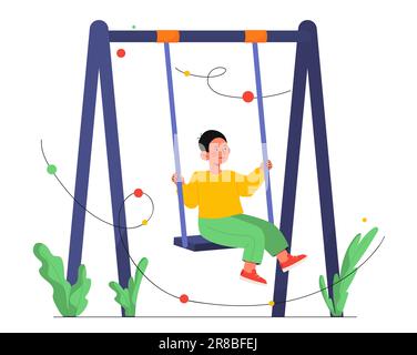 Little boy on swing vector Stock Vector