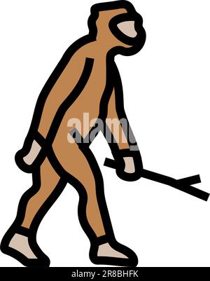 homo erectus human evolution color icon vector illustration Stock Vector