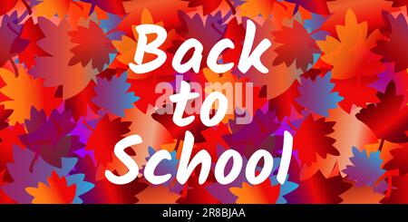 Back to school text. Vector lettering on autumn background. Banner design. Stock Vector