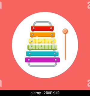 children musical instrument xylophone. flat vector illustration. Stock Vector