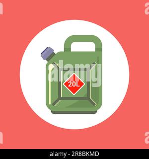 iron green canister for storing gasoline. flat vector illustration. Stock Vector
