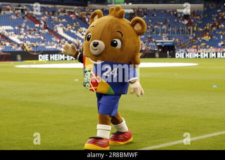 GELSENKIRCHEN - 20/06/2023, Mascotte EURO 2024 during the friendly international match between Germany and Colombia at the Veltins-Arena on June 20, 2023 in Gelsenkirchen, Germany. AP | Dutch Height | BART STOUTJESDYK Stock Photo