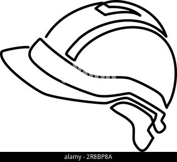 Construction hard hat. Continuous one line drawing. Isolated vector object illustration Stock Vector