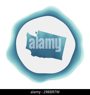 Washington logo. Badge of the US state. Layered circular sign around Washington border shape. Attractive vector illustration. Stock Vector