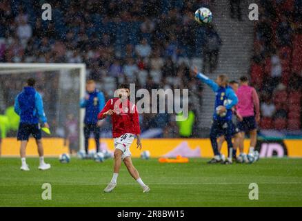 20th June 2023; Hampden Park, Glasgow, Scotland: Euro 2024 Qualifier Football, Scotland versus Georgia; Irakli Azarovi of Georgia warms up Stock Photo