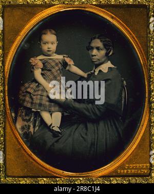 Woman and Child ca. 1852-1858 by Jeremiah Gurney, born NY 1812-died Coxsackie, NY 1895 Stock Photo