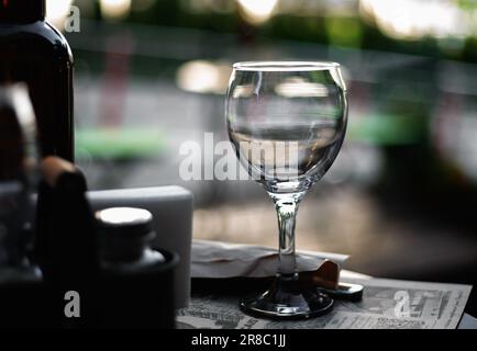 Restaurant interior. Glass on the table Stock Photo
