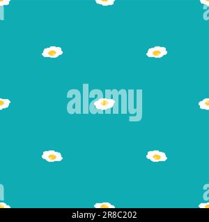 Fried egg pixel art pattern seamless. 8 bit Vector texture Stock Vector