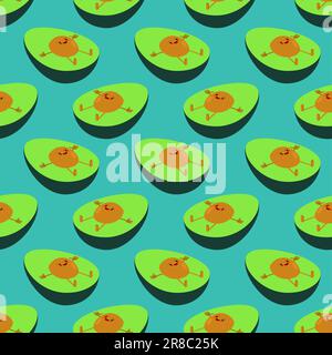 Avocado cartoon pattern seamless. Baby fabric texture Stock Vector