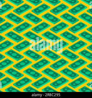 Money isometric style pattern seamless. dollars background. Rich texture Stock Vector