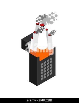 Tobacco Factory. plant produces cigarettes. Cigarette pipe concept. Stock Vector
