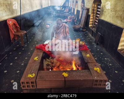 kollur mookambika temple,mookambika,karnataka,south india,chandika homam,mookambika temple chariot,hindu temple,indian temple,sri mooksmbiks temple Stock Photo