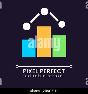 Business statistical data pixel perfect RGB color icon for dark theme Stock Vector
