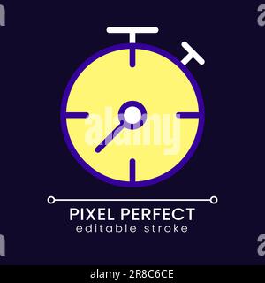 Stopwatch pixel perfect RGB color icon for dark theme Stock Vector