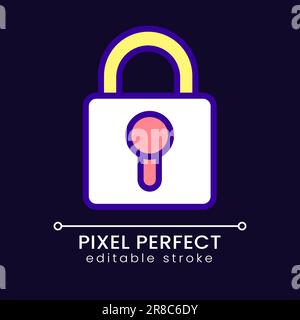 Lock pixel perfect RGB color icon for dark theme Stock Vector