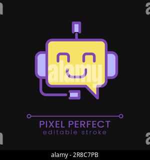 Support chatbot pixel perfect RGB color icon for dark theme Stock Vector