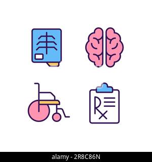 Treatment pixel perfect RGB color icons set Stock Vector