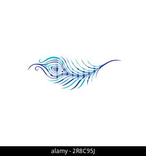 Peacock Feathers Vector. Feathers Logo Design Simple Stock Vector