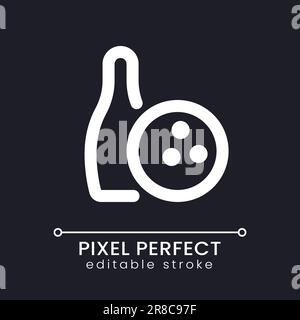 Bowling equipment pixel perfect white linear ui icon for dark theme Stock Vector