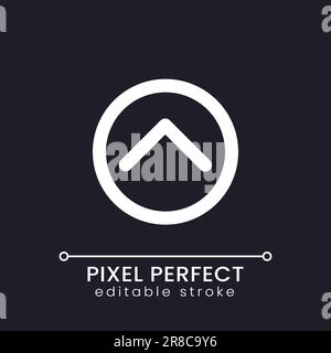 Upward direction arrow pixel perfect white linear ui icon for dark theme Stock Vector