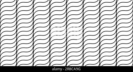 Wavy lines seamless pattern. Undulate stripes repeating background. Diagonal waves texture. Simple curved linear wallpaper. Textile and fabric swatch design template. Vector Stock Vector