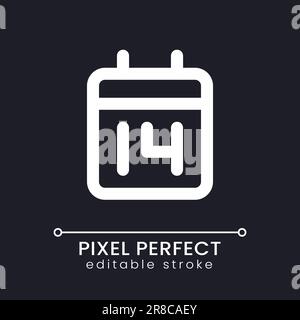Calendar application pixel perfect white linear ui icon for dark theme Stock Vector