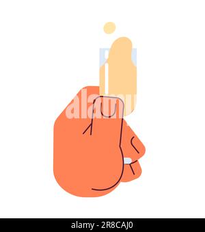 Sparkling wine glass tasting semi flat colorful vector hand Stock Vector