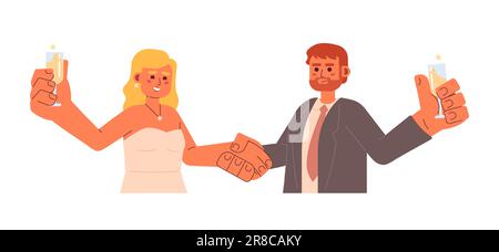 Caucasian couple celebrating marriage anniversary semi flat colorful vector characters Stock Vector