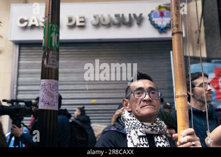 Buenos Aires, Argentina. 20th June, 2023. The Meeting Memory, Truth and Justice called for a march to the House of the Province of Jujuy in the city demanding the immediate release of those detained for protesting and against the constitutional reform that was approved in that province. (Credit: Esteban Osorio/Alamy Live News) Stock Photo