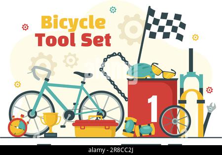 Bicycle repair maintenance tools spare parts accessories isometric set with wheels  wrench saddle cogs isolated vector illustration Stock Vector Image & Art -  Alamy