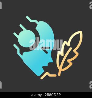 AI writes gradient glyph icon with lineart for dark theme Stock Vector