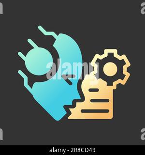 AI reads and summarize gradient glyph icon with lineart for dark theme Stock Vector