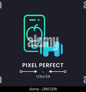Fitness app blue solid gradient desktop icon on black Stock Vector