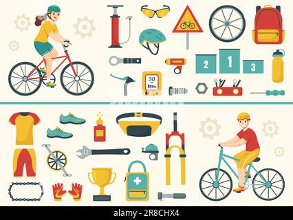 Bicycle repair maintenance tools spare parts accessories isometric set with wheels  wrench saddle cogs isolated vector illustration Stock Vector Image & Art -  Alamy