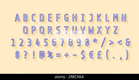 Blue modern rounded alphabet set Stock Vector