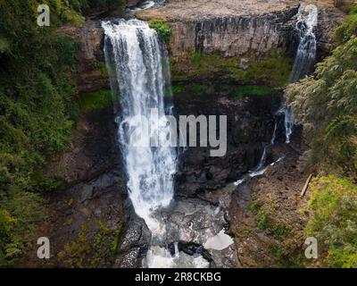 The Bousra waterfall with long exposure in the daylight in Cambodia Stock Photo