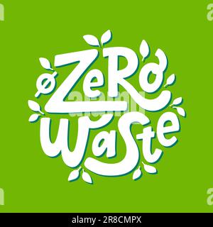 ZERO WASTE logo stamp quote. Circular icon Vector quote. Reduce food waste. Less food waste. Recycle, reuse, reduce vegan lifestyle. Economy eco. Desi Stock Vector