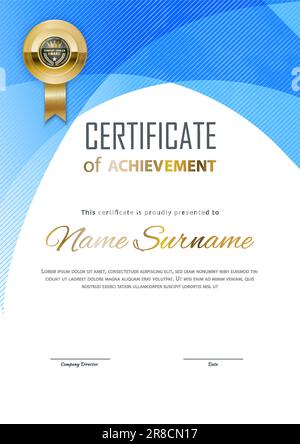 Certificate Blank. Blue gradient triangles on white background., Vector ...