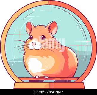 Cute hamster sitting, cheerful Stock Vector