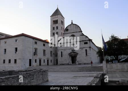 The city of Zadar and historical monuments with churches and a cathedral that are still in use today. The photos also show the coastal part of city. Stock Photo