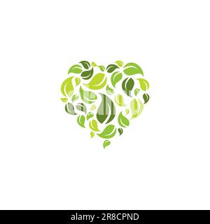 Leaf love Logo Vector Simple. Love Nature Logo Stock Vector