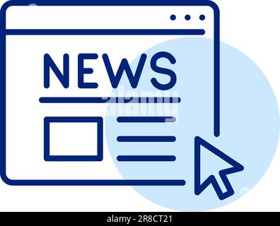 Online newspaper. Digital media access in internet browser. Pixel perfect, editable stroke icon Stock Vector