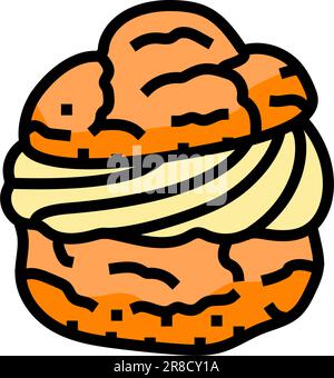 vanilla cream puff food snack line icon vector illustration Stock ...