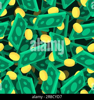 Money isometric style pattern seamless. dollars background. Rich texture Stock Vector