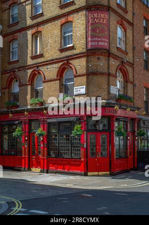 Exterior of The Golden Eagle pub ,Marylebone Lane,  Marylebone, London, UK Stock Photo