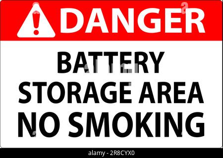 Danger Sign Battery Storage Area No Smoking Stock Vector Image & Art ...