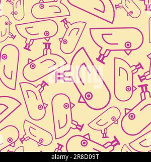 Bird pattern seamless. Cartoon birds background. Ornament of kids fabric Stock Vector