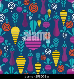 Vegetables geometric pattern seamless. Vegetable background Stock Vector