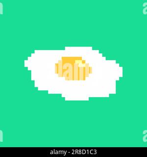 Fried egg pixel art isolated. Vector illustration Stock Vector